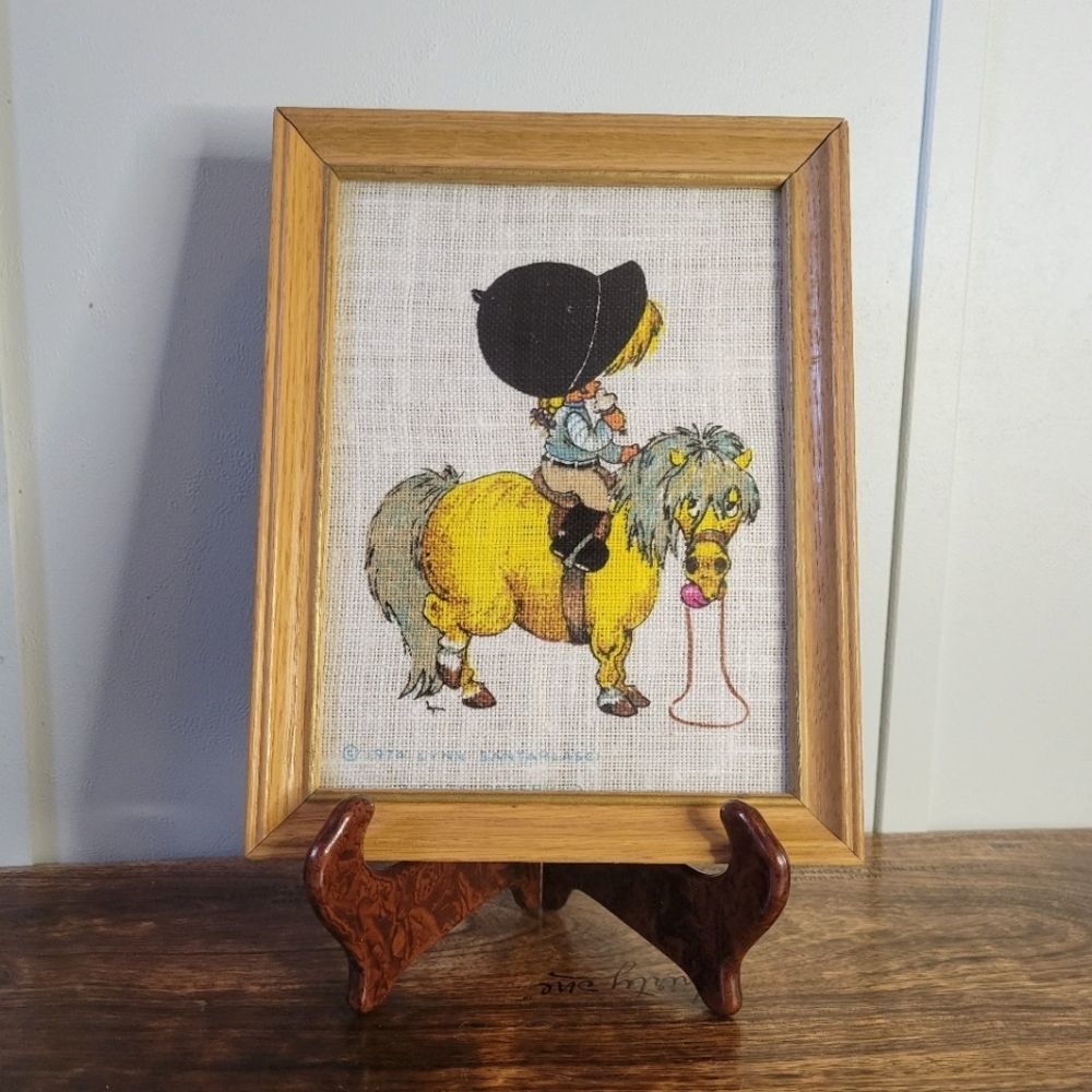 Vintage Lynne Santarlsci Serigraph Canvas Children Art